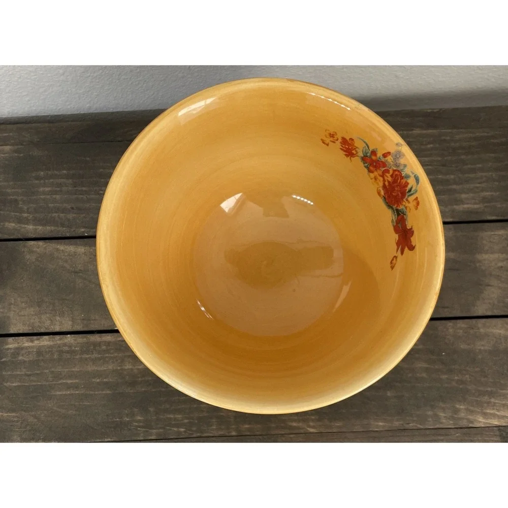 FTD Ceramic Centerpiece Bowl Wood Footed Floral Vase Fall Thanksgiving Decor